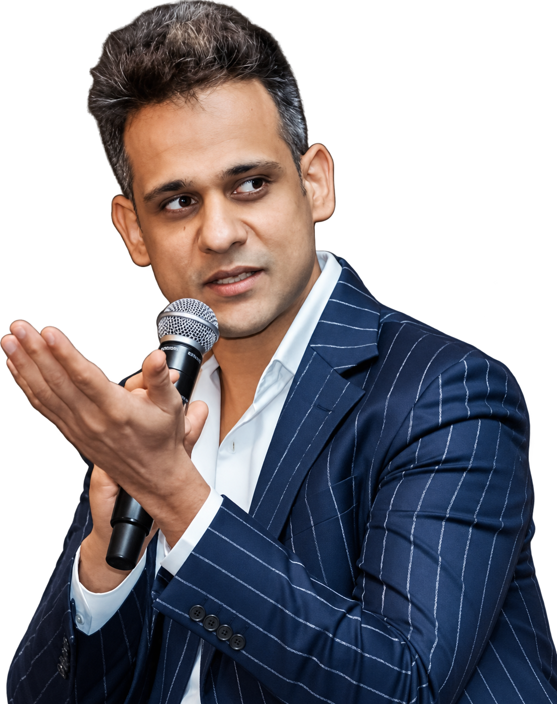 Ved Vyas speaking with a microphone